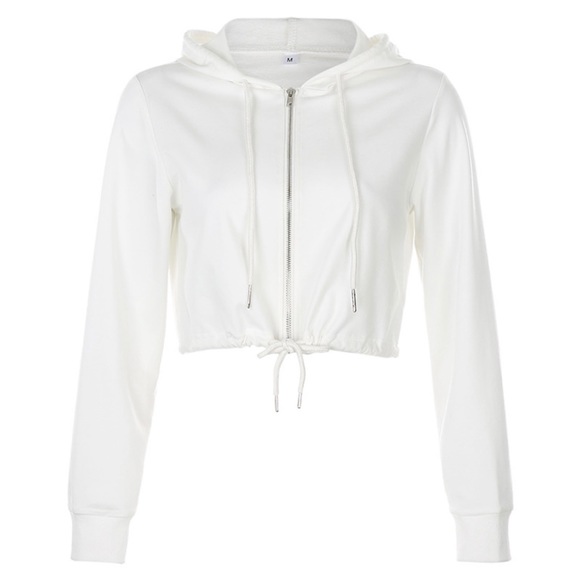 White Cropped Hoodie - Picture 3 of 7